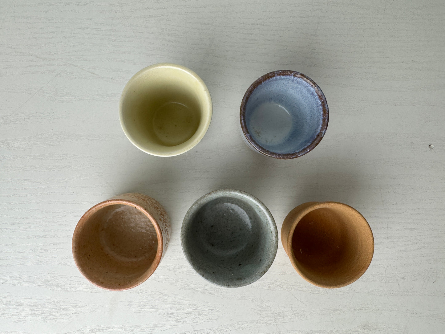Y9479 CHAWAN Mino-ware Guinomi Sake cup 5 types set signed box Japan antique