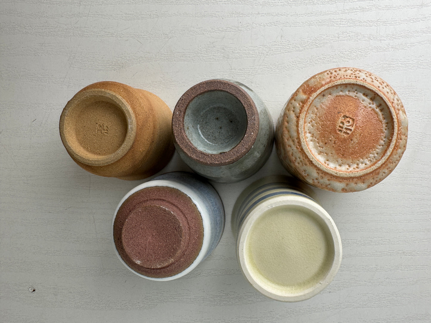Y9479 CHAWAN Mino-ware Guinomi Sake cup 5 types set signed box Japan antique