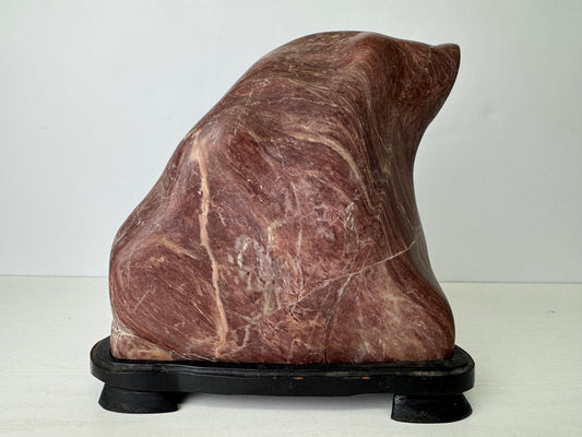 Y9485 OKIMONO Suiseki viewing stone wooden stand Japan antique decor interior