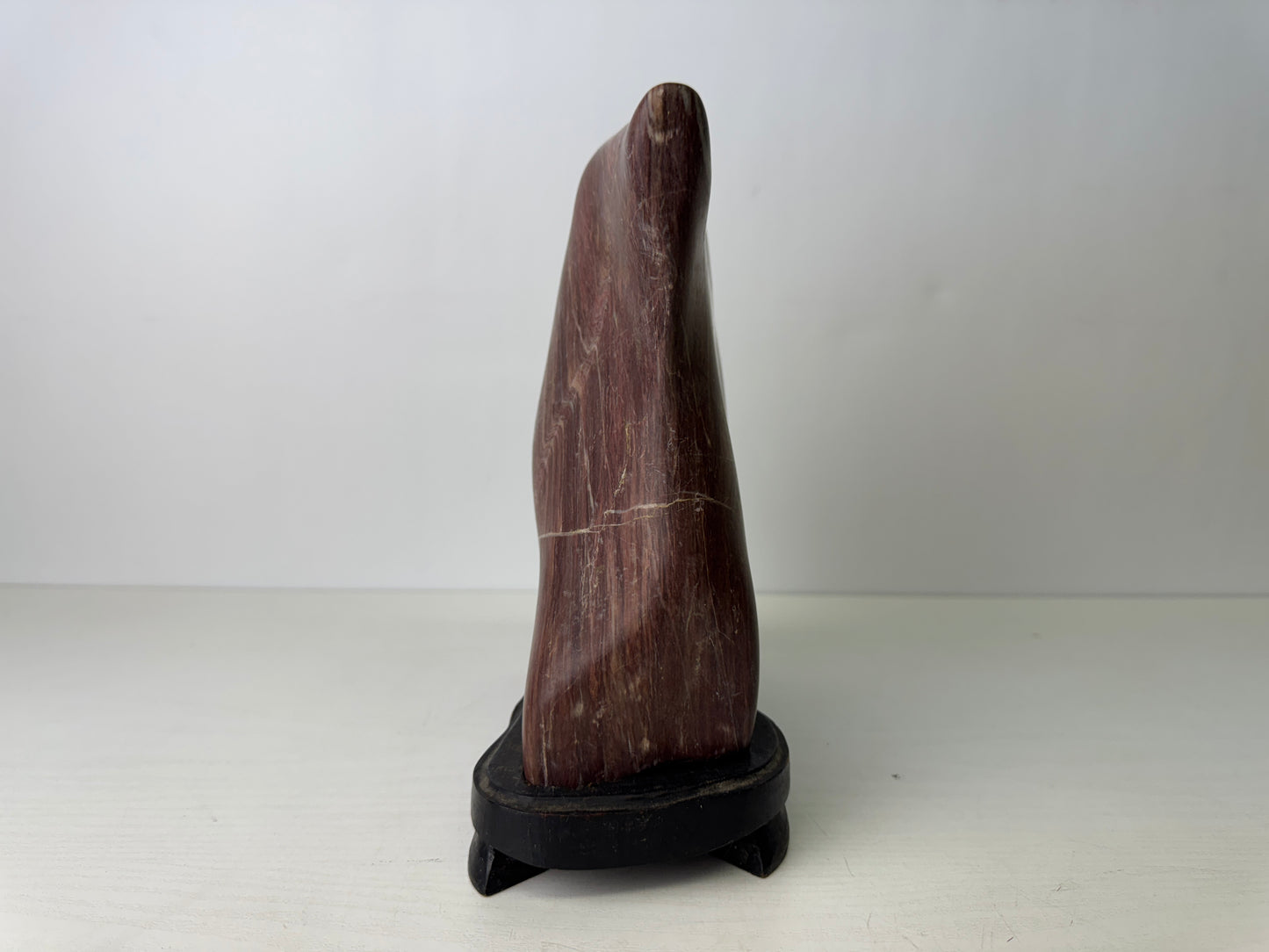 Y9485 OKIMONO Suiseki viewing stone wooden stand Japan antique decor interior