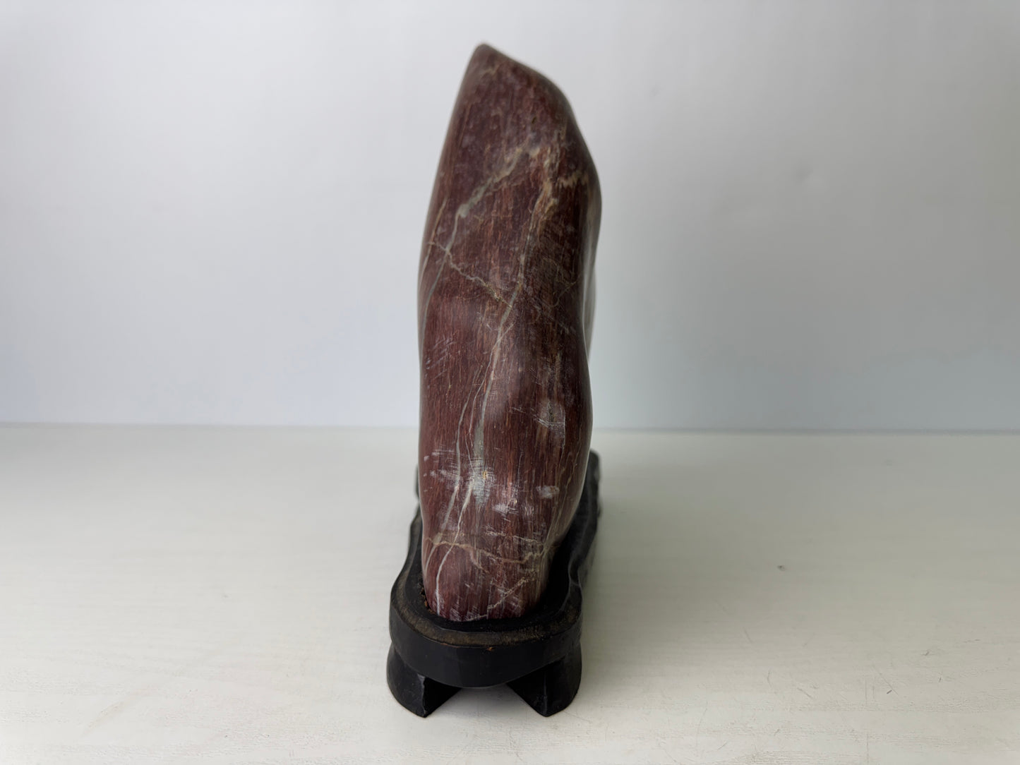 Y9485 OKIMONO Suiseki viewing stone wooden stand Japan antique decor interior