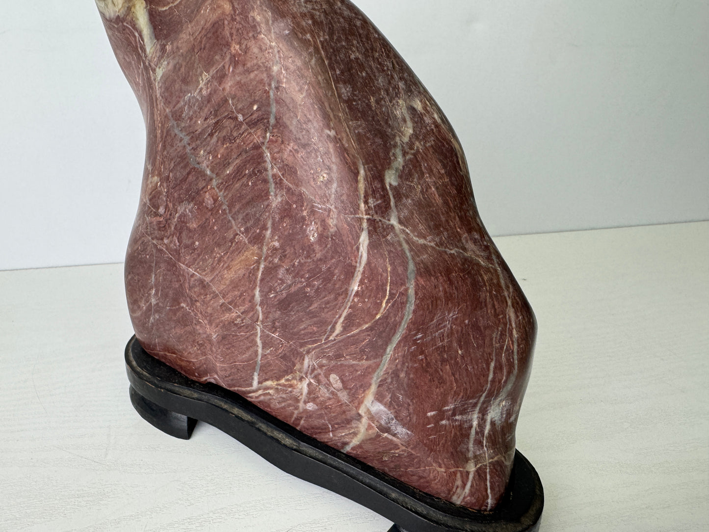 Y9485 OKIMONO Suiseki viewing stone wooden stand Japan antique decor interior