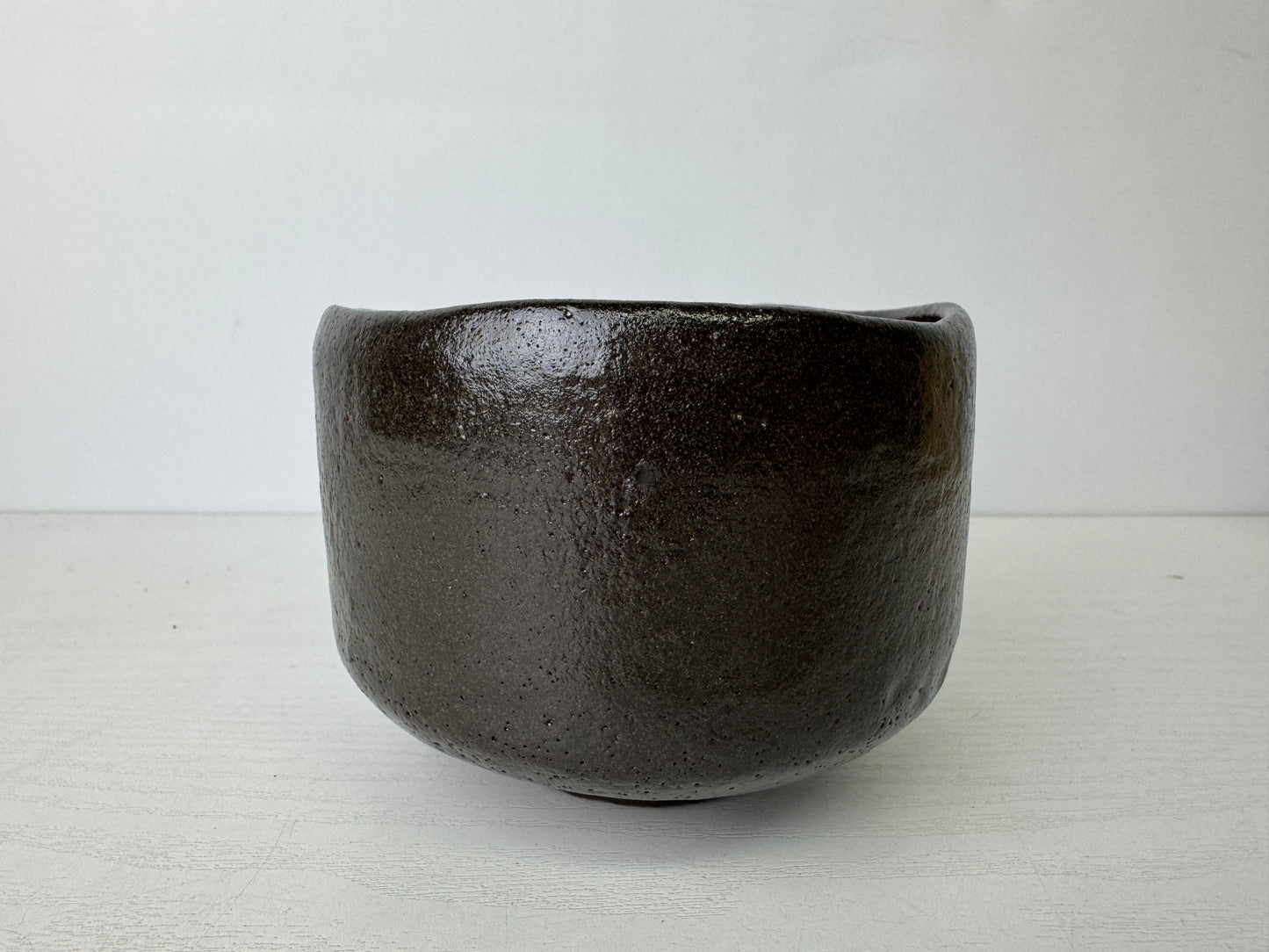 Y9491 CHAWAN Raku-ware Black bowl signed box Japan antique tea ceremony pottery