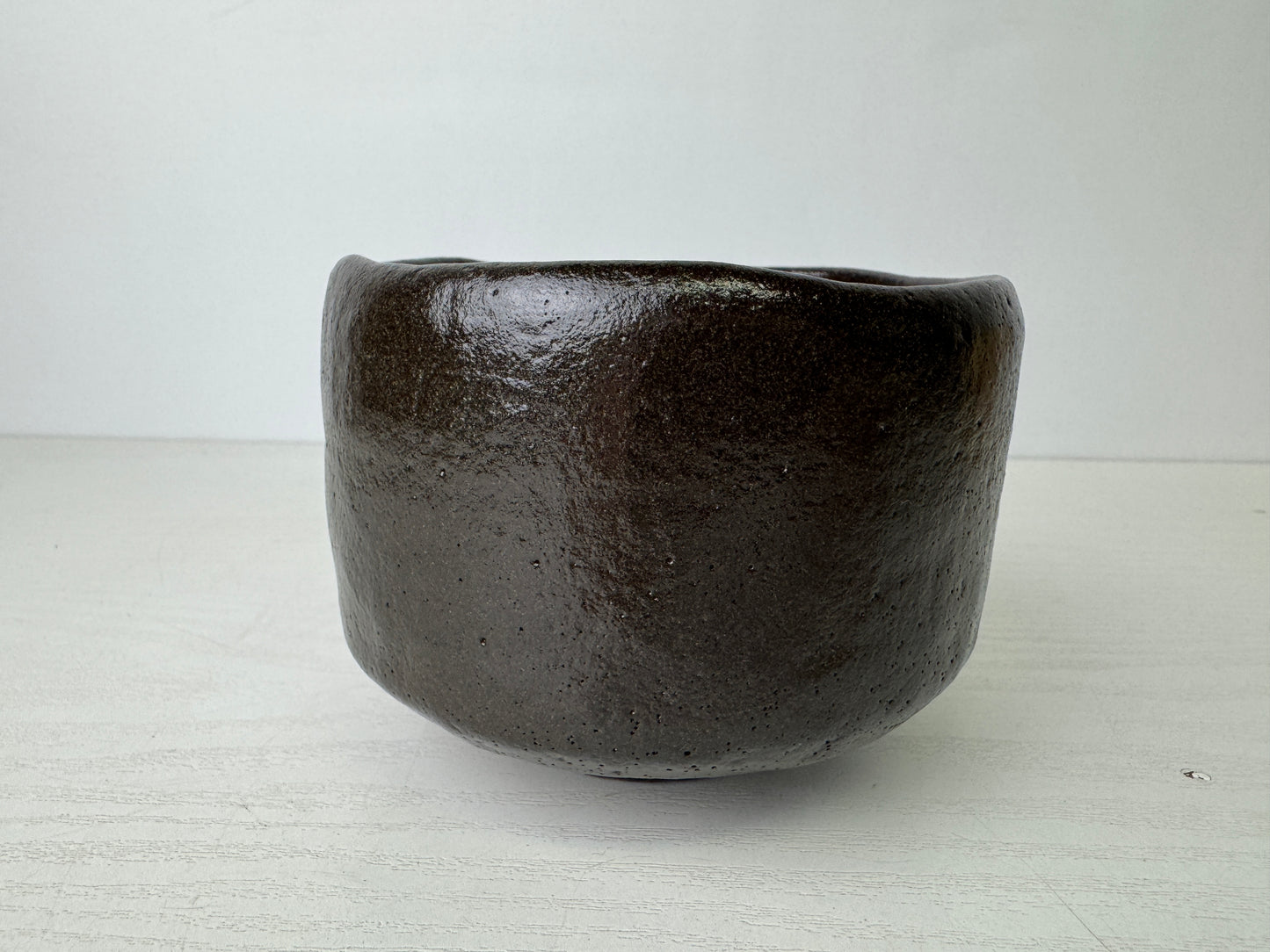 Y9491 CHAWAN Raku-ware Black bowl signed box Japan antique tea ceremony pottery