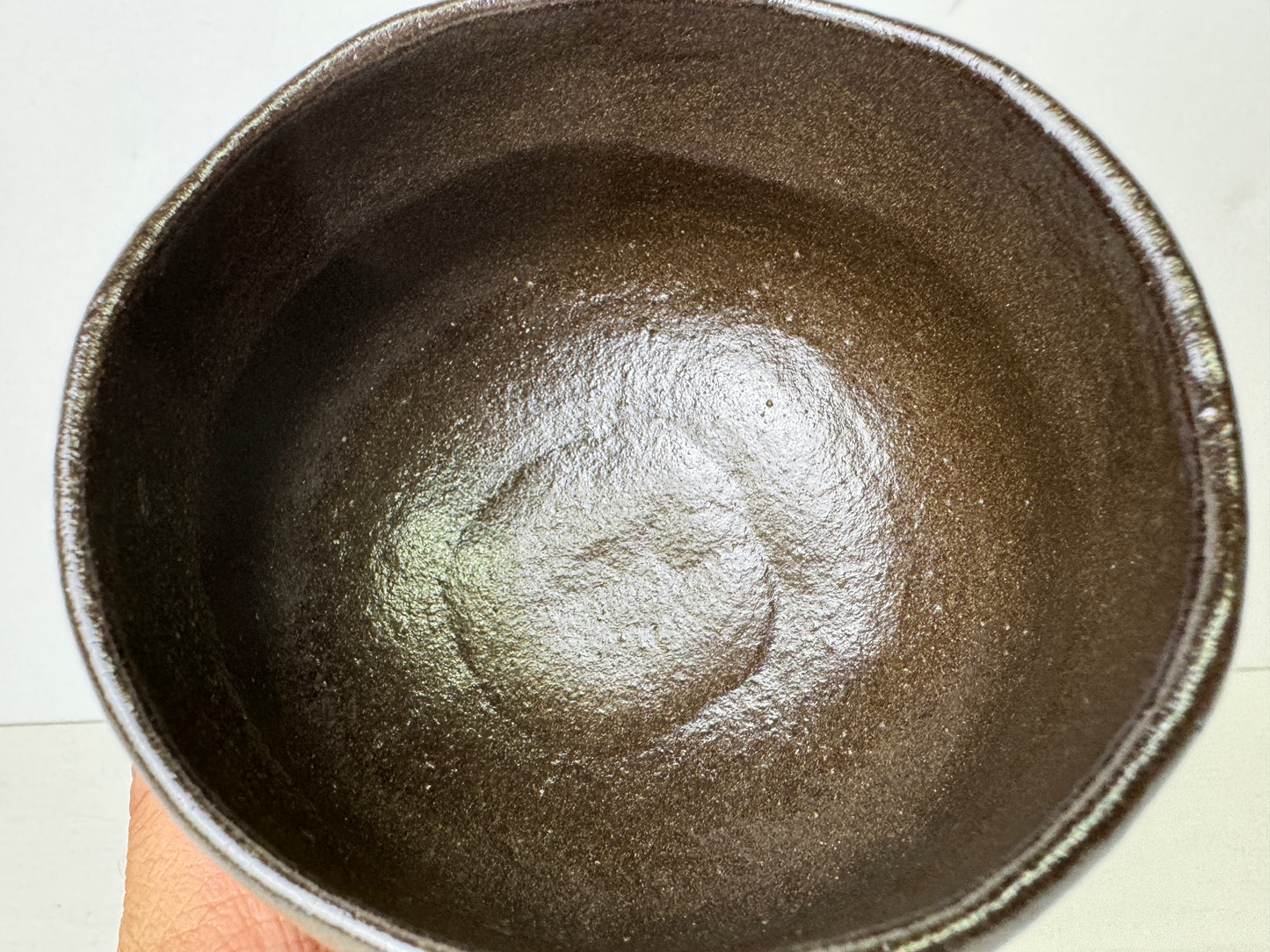 Y9491 CHAWAN Raku-ware Black bowl signed box Japan antique tea ceremony pottery