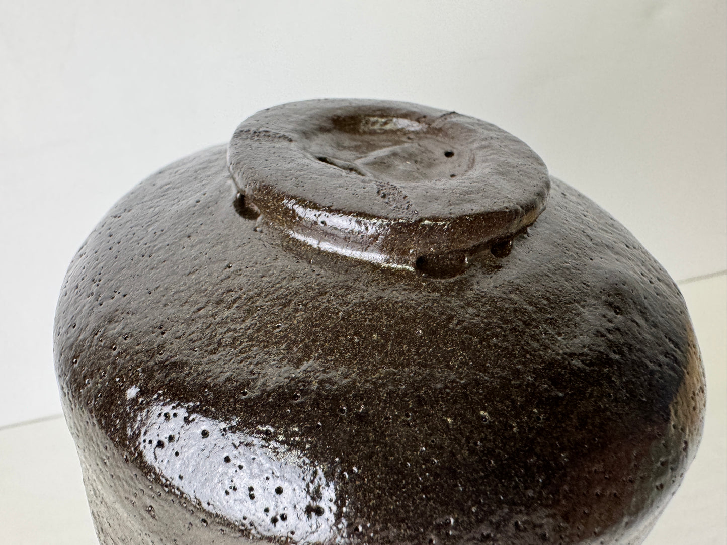 Y9491 CHAWAN Raku-ware Black bowl signed box Japan antique tea ceremony pottery
