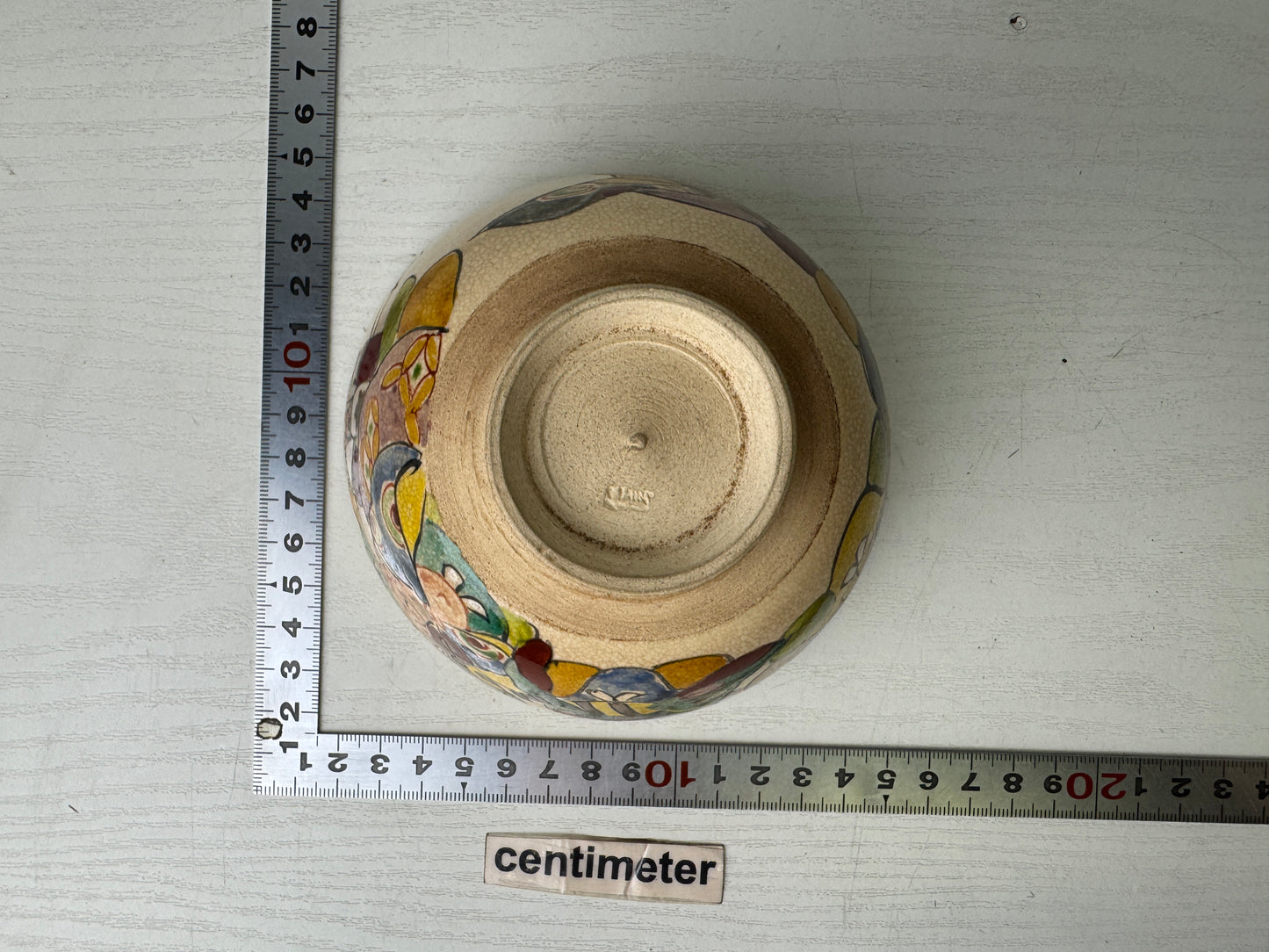Y9493 CHAWAN Kyo-ware bowl color picture signed box Japan antique tea ceremony