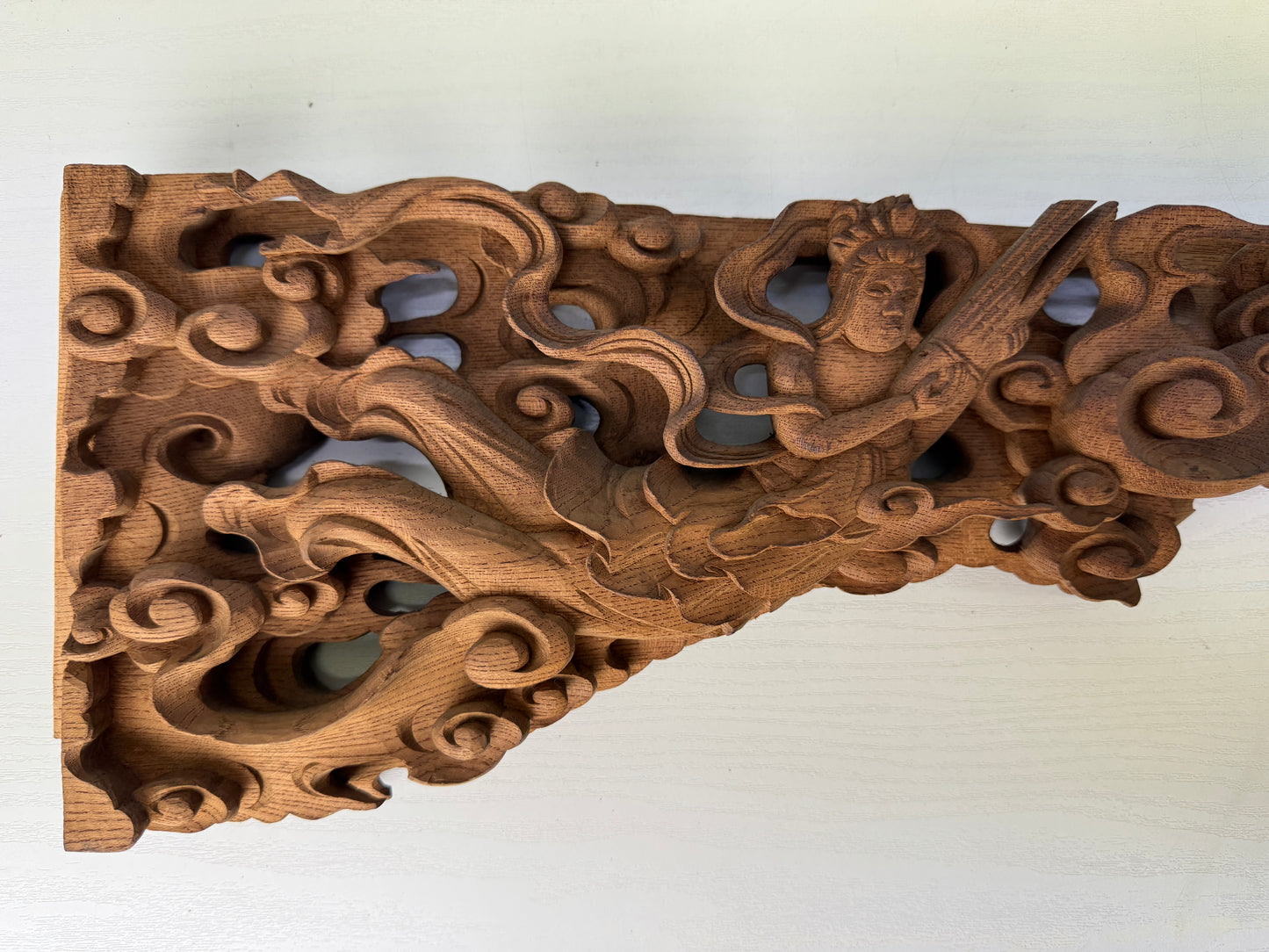 Y9496 RANMA wood carving Fanlight transom heavenly maiden Japan antique interior