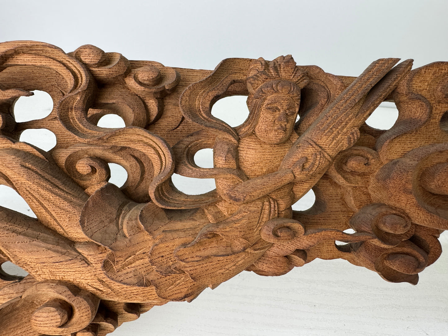 Y9496 RANMA wood carving Fanlight transom heavenly maiden Japan antique interior