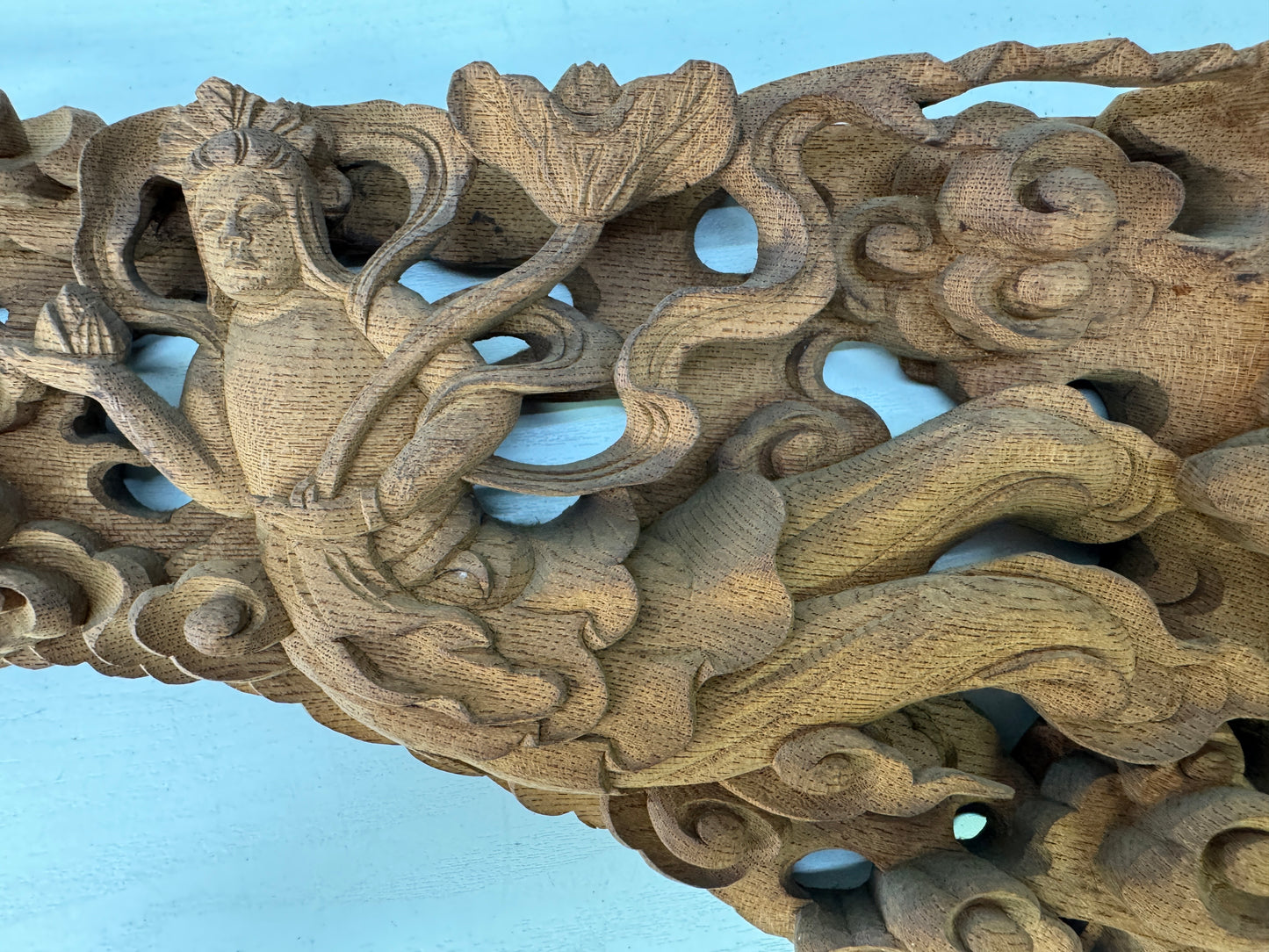 Y9496 RANMA wood carving Fanlight transom heavenly maiden Japan antique interior