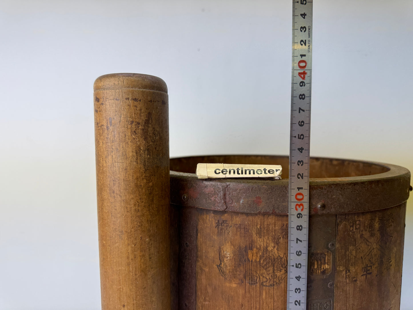 Y9498 BARREL wooden 18 liter tub container Japan antique folkcraft article tools