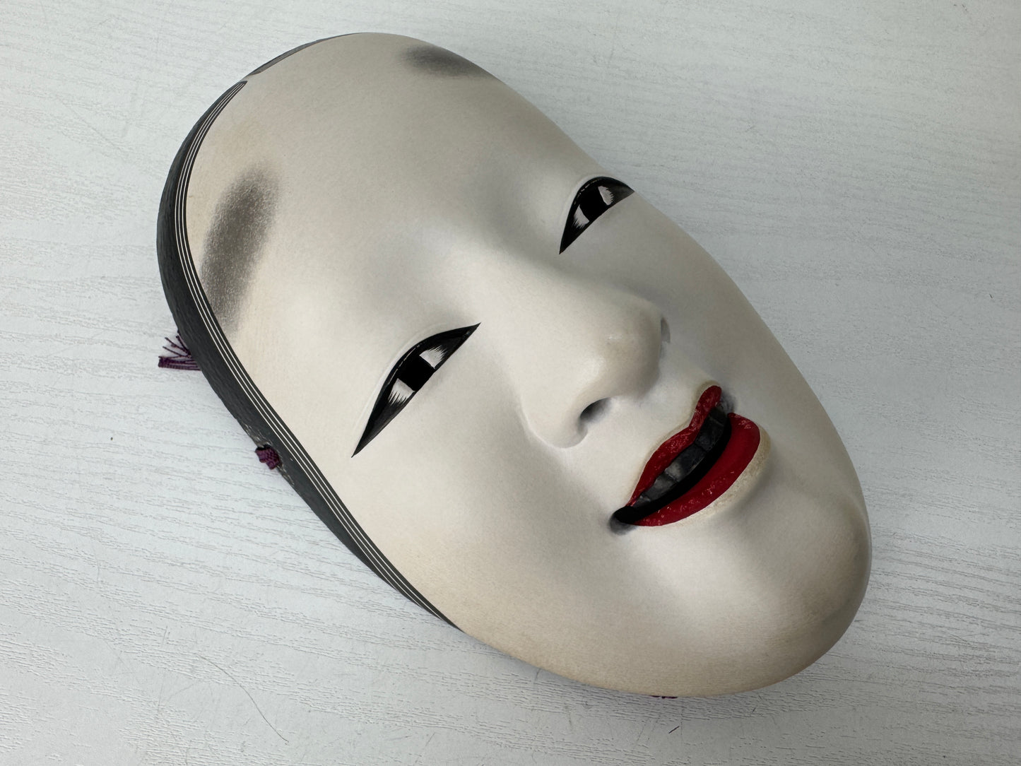 Y9499 NOH MASK wooden Ko-omote young girl box Japan antique dance drama omen men