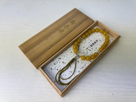Y9500 JUZU Amber rosary box Japan antique Buddhist Prayer Beads Buddhism art