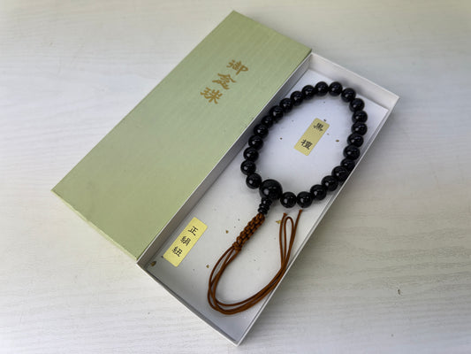 Y9501 JUZU Ebony wooden rosary box Japan antique Buddhist Prayer Beads Buddhism