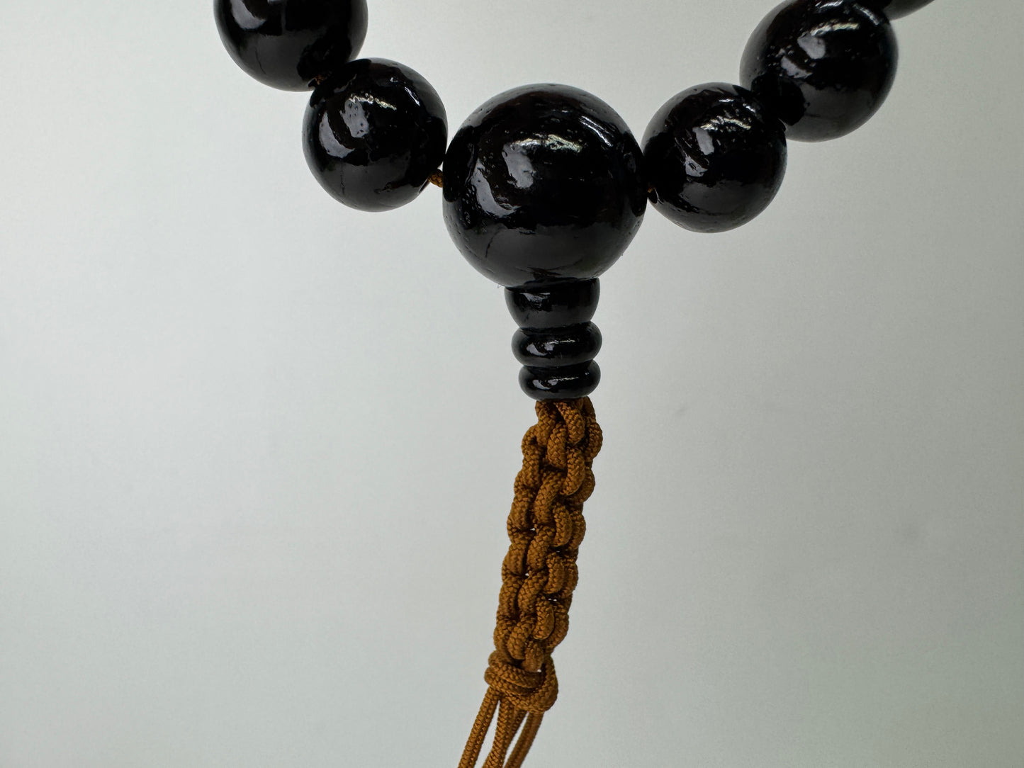 Y9501 JUZU Ebony wooden rosary box Japan antique Buddhist Prayer Beads Buddhism