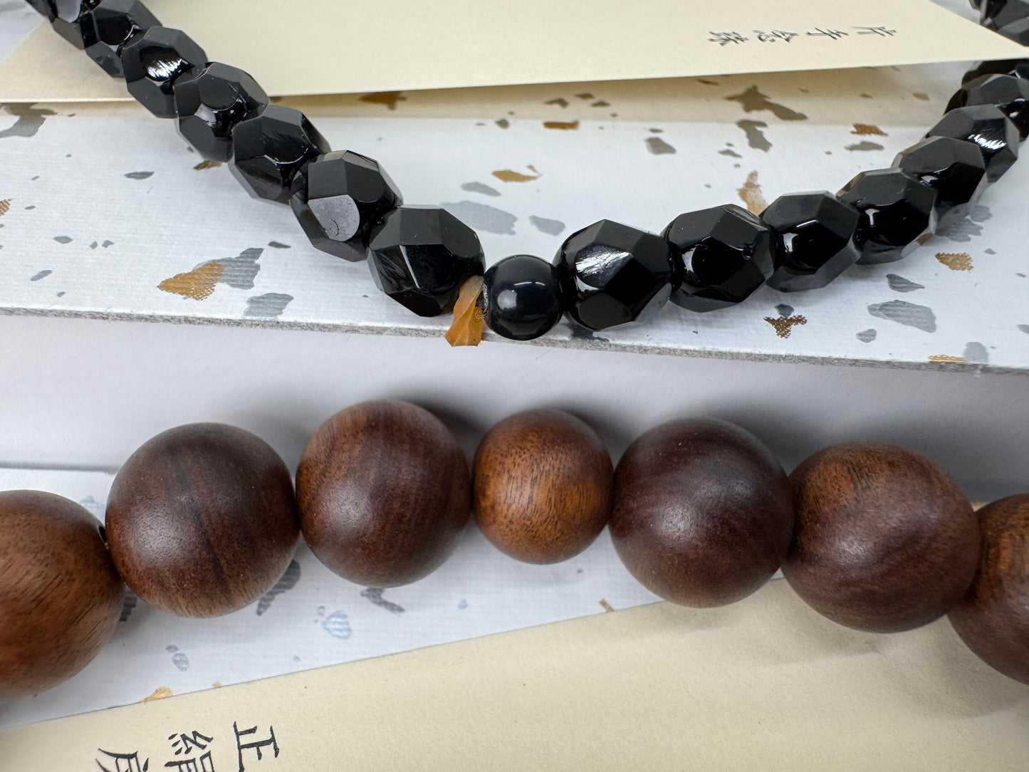 Y9502 JUZU 2 Rosary box Japan antique Buddhist Prayer Beads Buddhism religion