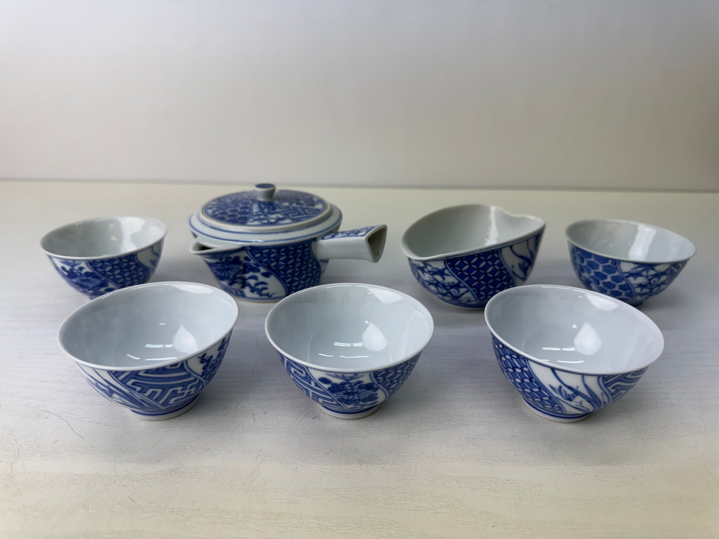 Y9505 CHAWAN Kyo-ware Sencha tea set signed box kyusu teapot cup Japan antique
