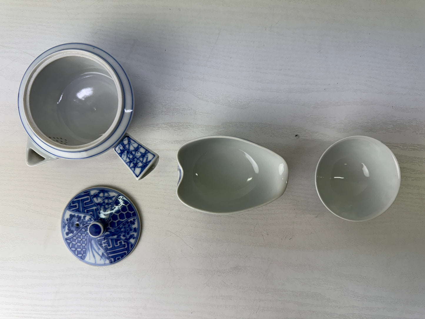 Y9505 CHAWAN Kyo-ware Sencha tea set signed box kyusu teapot cup Japan antique