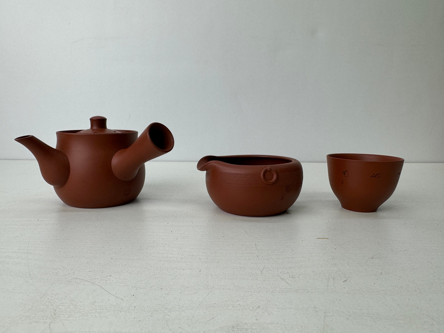 Y9506 CHAWAN Tokoname-ware Sencha tea set signed box kyusu pot cup Japan antique