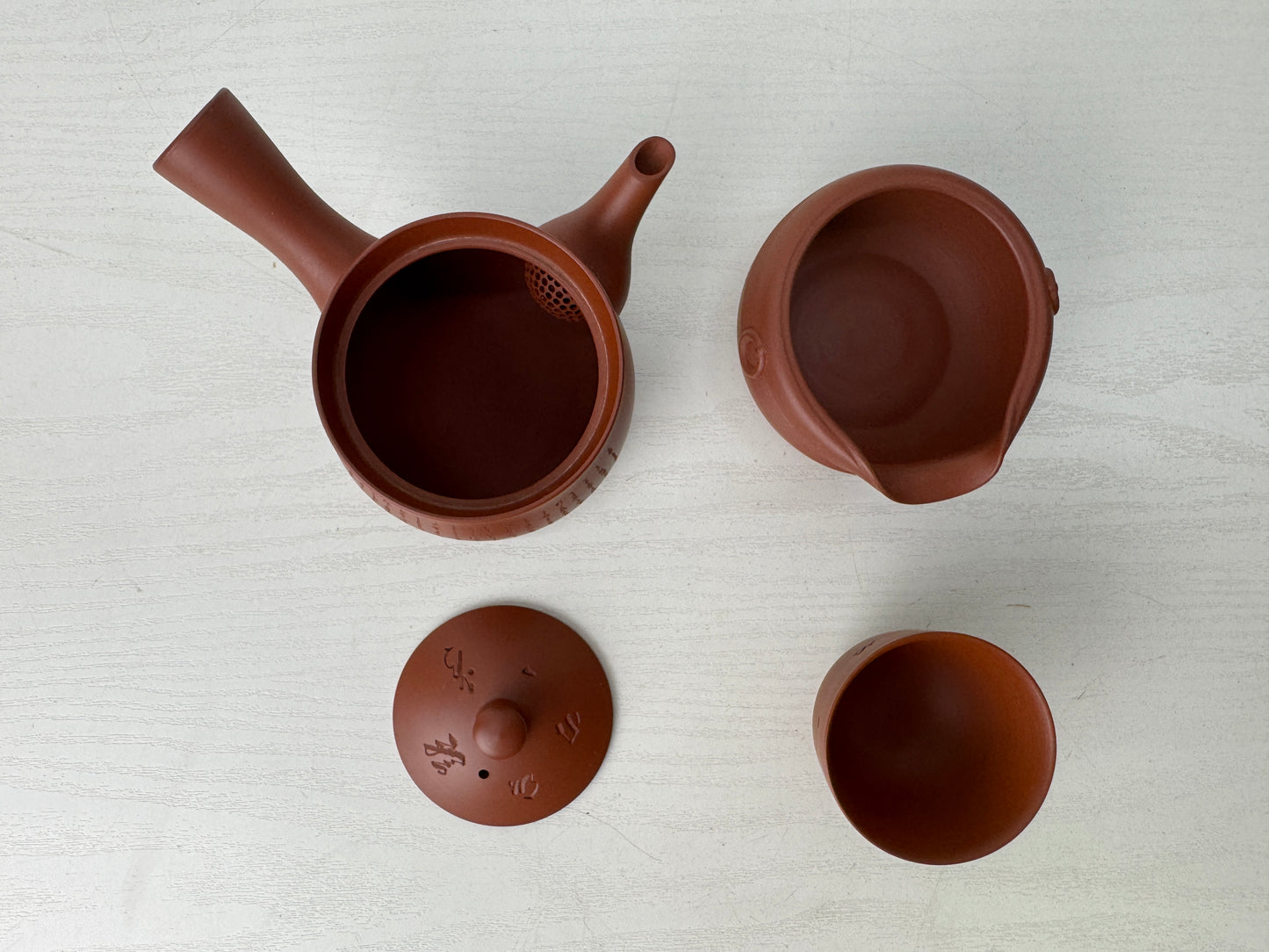 Y9506 CHAWAN Tokoname-ware Sencha tea set signed box kyusu pot cup Japan antique