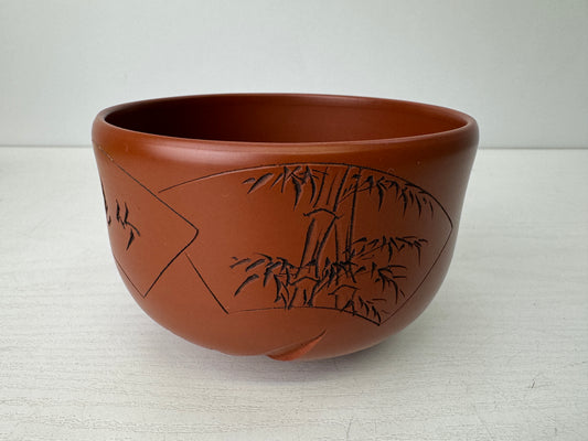 Y9509 CHAWAN Tokoname-ware bowl signed Japan antique tea ceremony pottery cup