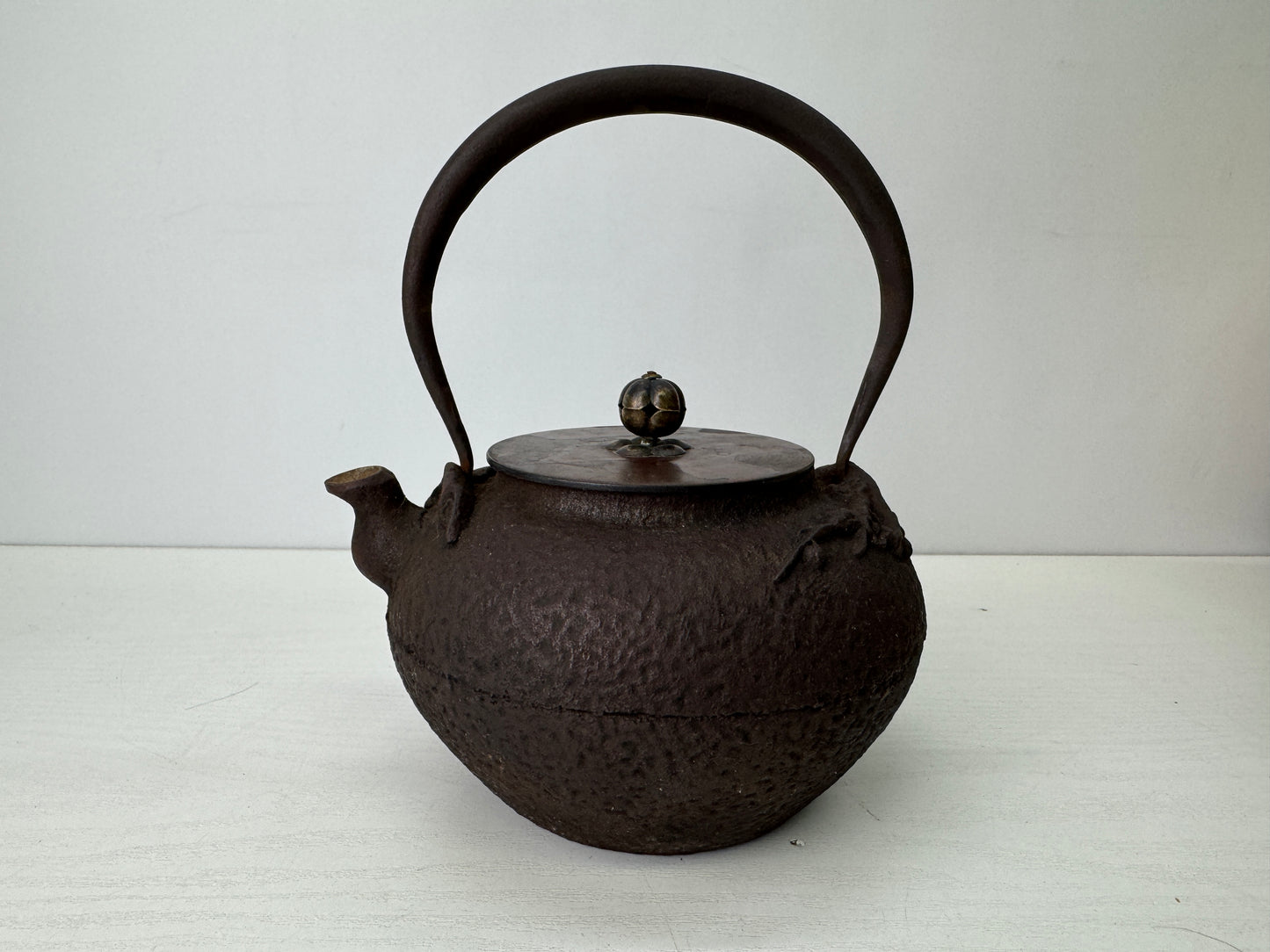 Y9511 TETSUBIN Iron kettle teapot signed box Japan antique tea ceremony sencha