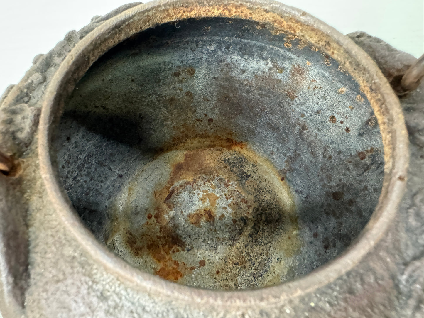Y9511 TETSUBIN Iron kettle teapot signed box Japan antique tea ceremony sencha
