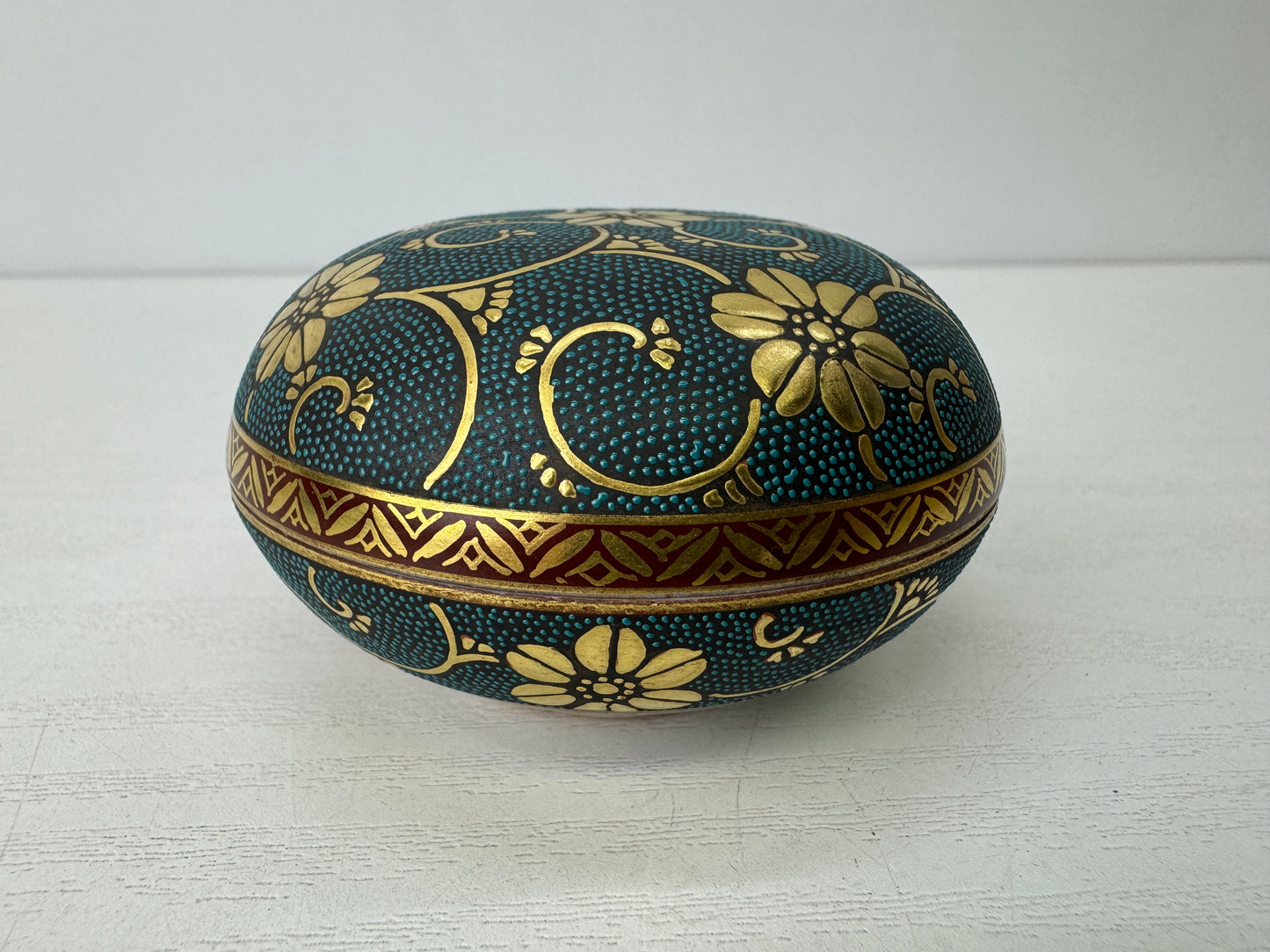 Y9514 BOX Kutani-ware Aochibu signed box Japan antique Incense Burner aroma