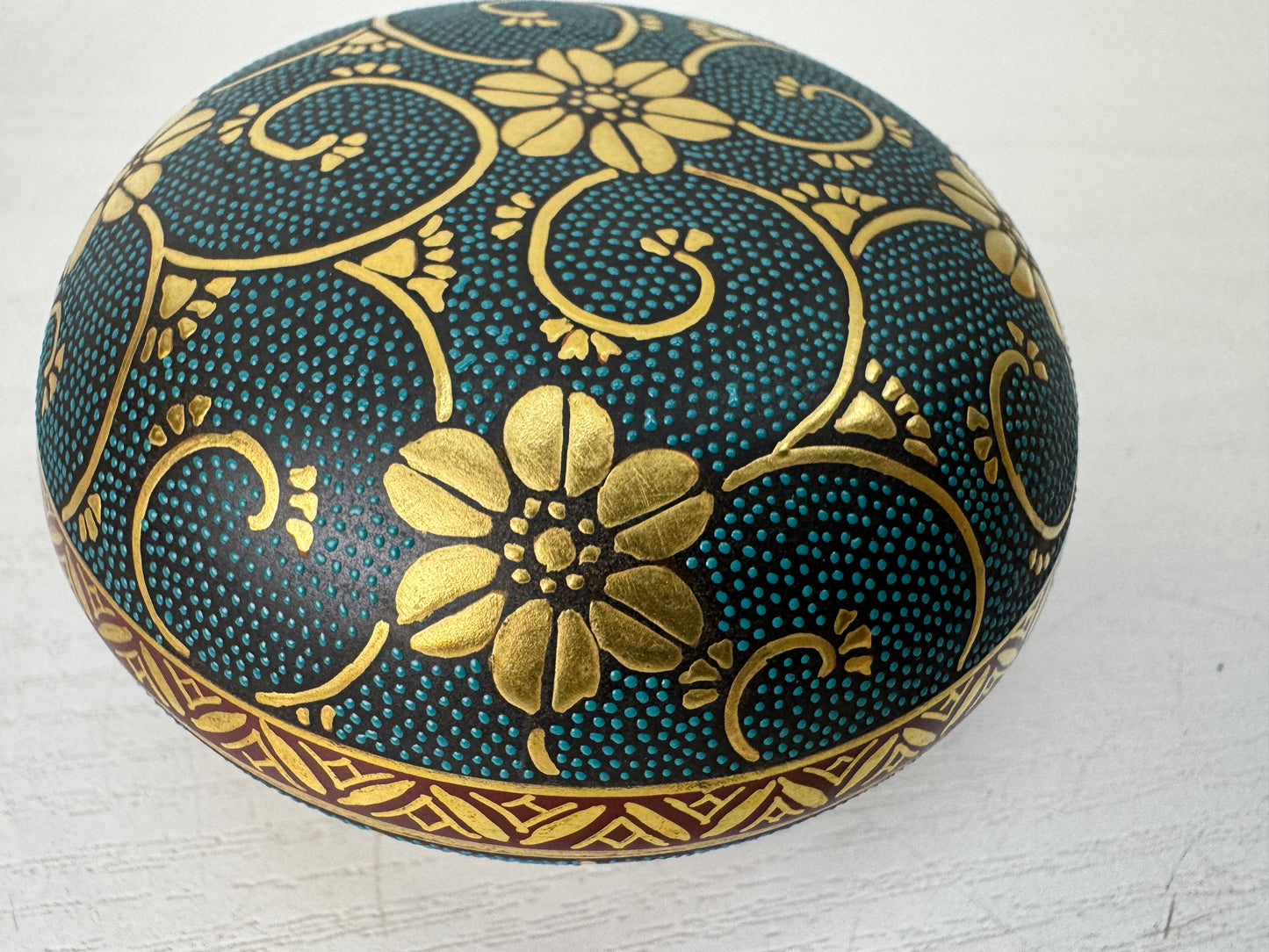 Y9514 BOX Kutani-ware Aochibu signed box Japan antique Incense Burner aroma