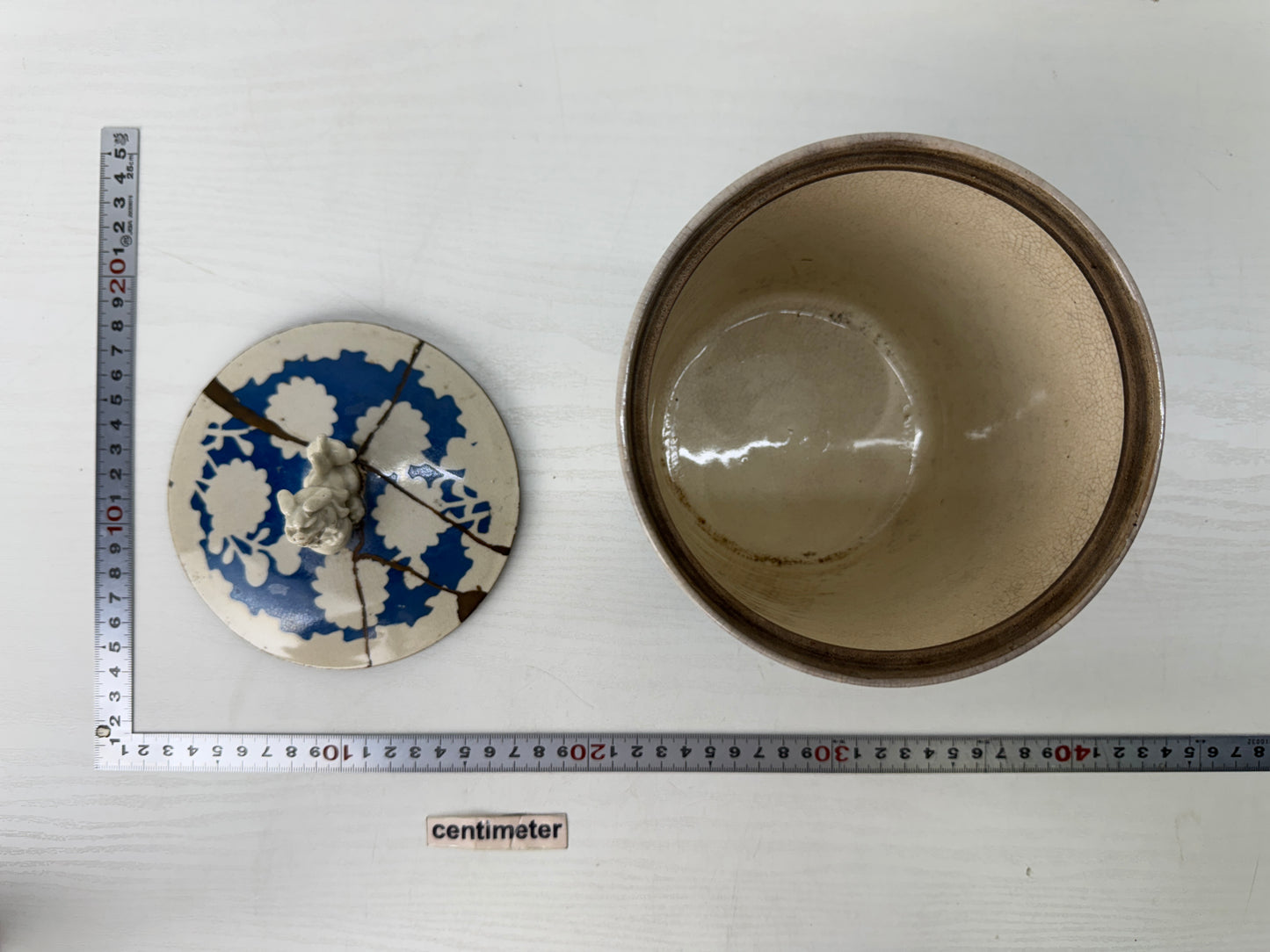 Y9516 MIZUSASHI Kyo-ware water pot kintsugi Japan antique Sencha tea ceremony