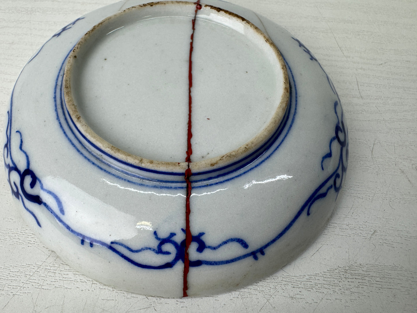 Y9517 DISH Imari-ware small plate kintsugi color picture Japan antique tableware