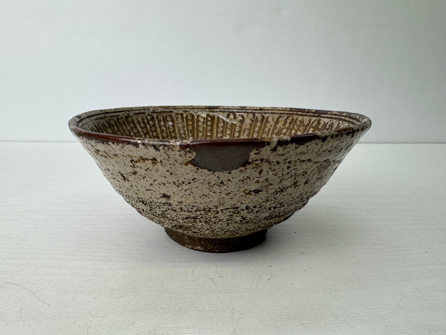 Y9520 CHAWAN Hana Mishima bowl kintsugi Japan antique tea ceremony pottery cup