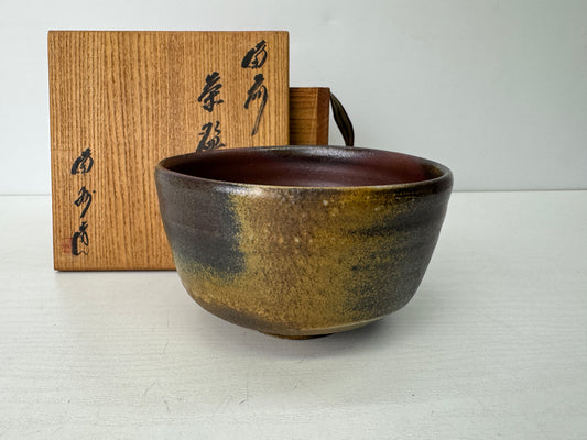 Y9522 CHAWAN Bizen-ware bowl signed box Japan antique tea ceremony pottery cup