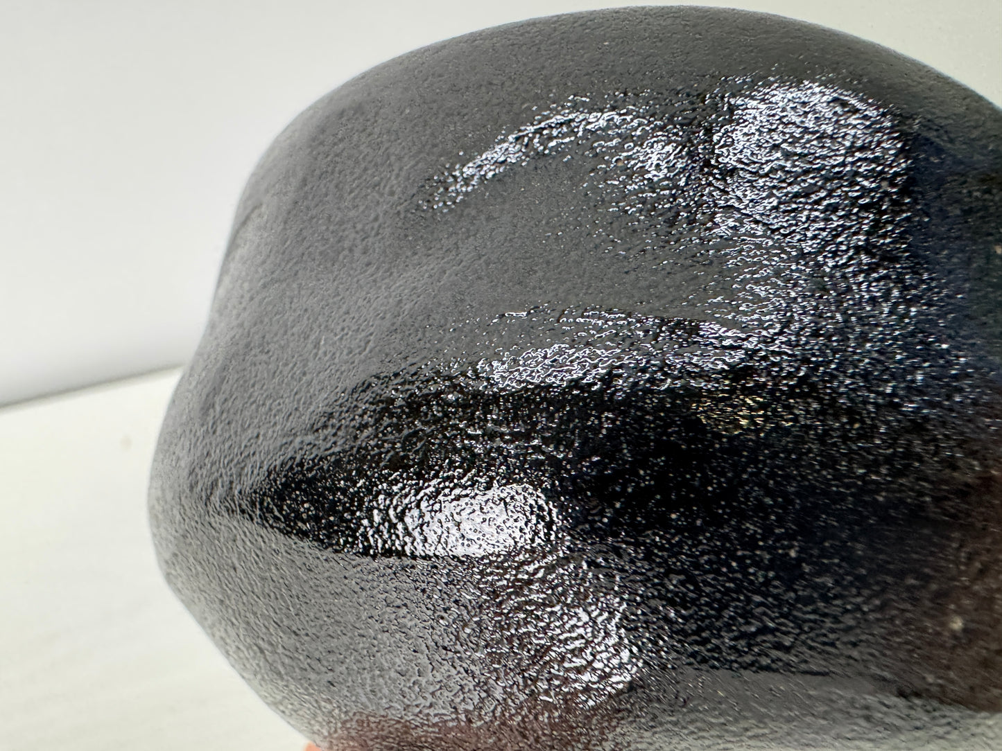 Y9525 CHAWAN Raku-ware black bowl signed box Japan antique tea ceremony pottery