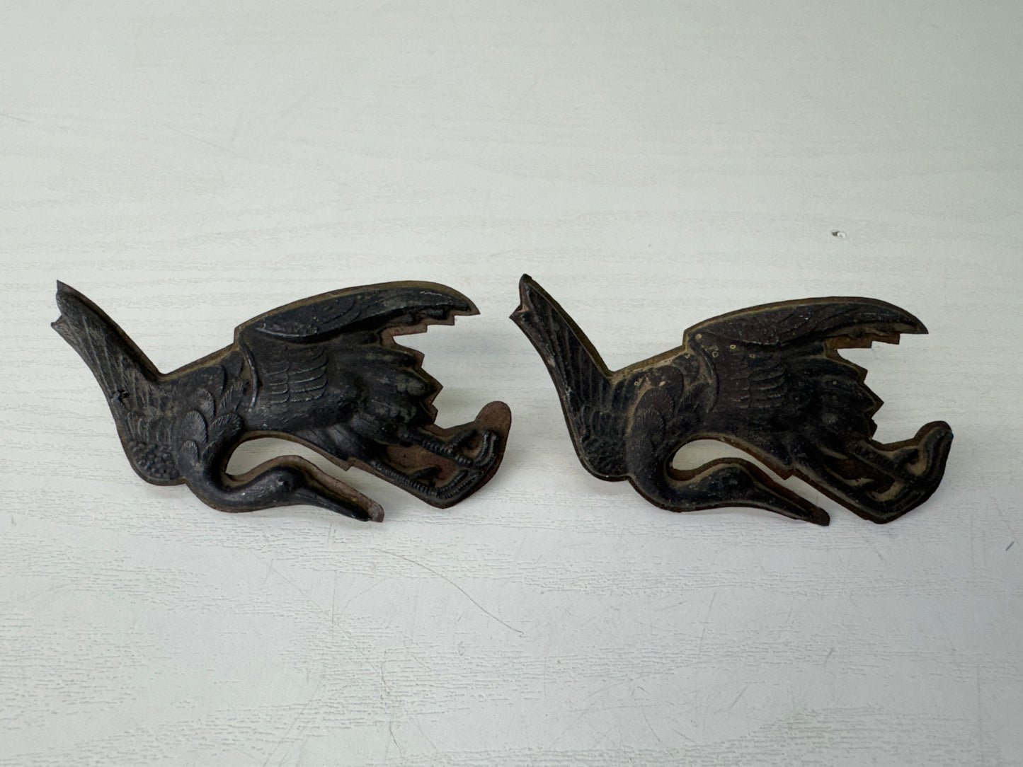 Y9526 KUGI-KAKUSHI Decorative nail head cover Crane 2 pieces Japan antique decor