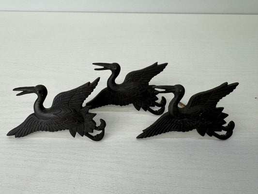 Y9527 KUGI KAKUSHI Decorative nail head cover Crane 3 pieces Japan antique decor