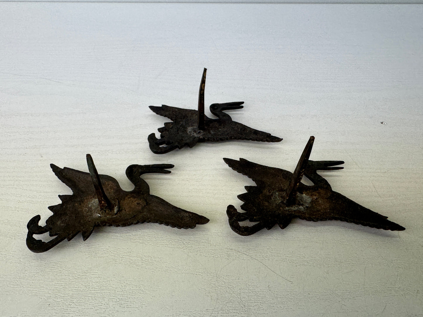 Y9527 KUGI KAKUSHI Decorative nail head cover Crane 3 pieces Japan antique decor