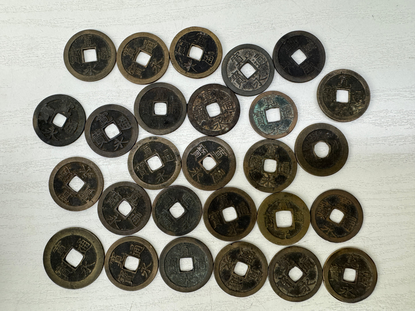 Y9535 CURRENCY Edo period old Japanese coins set Japan antique vintage money