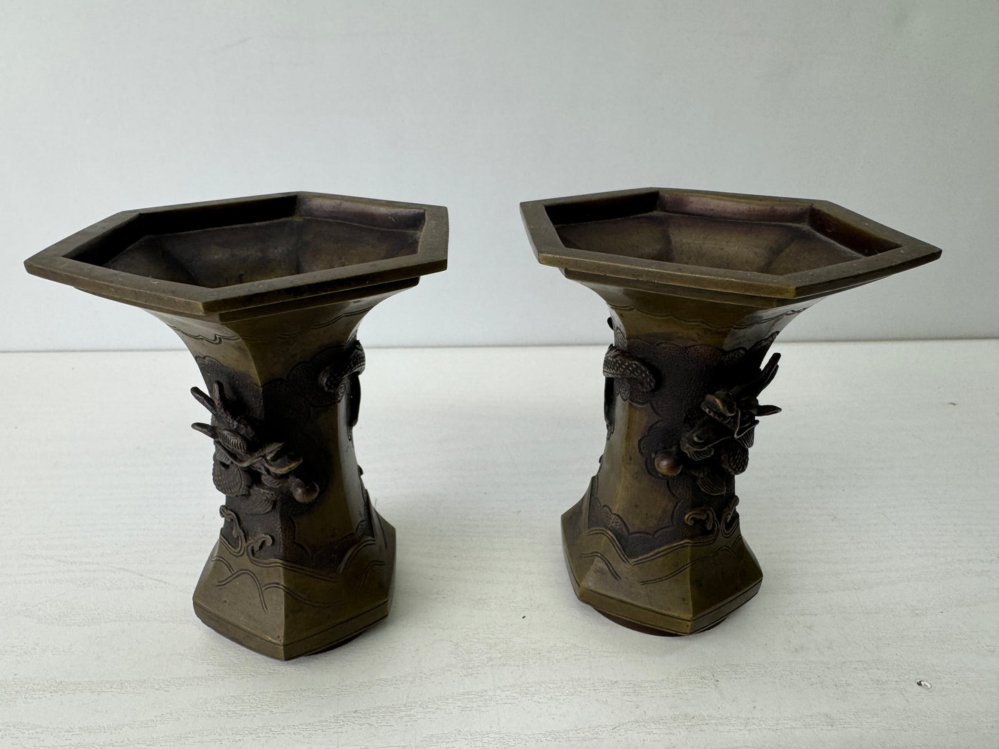 Y9537 Buddhist Altar Equipment 5 implements set Dragon Japan antique Buddhism