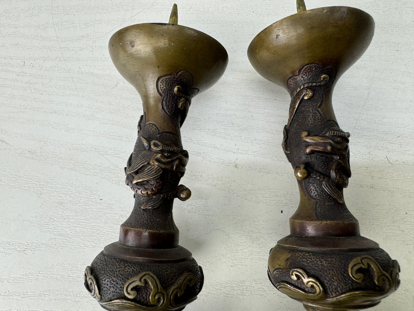 Y9537 Buddhist Altar Equipment 5 implements set Dragon Japan antique Buddhism