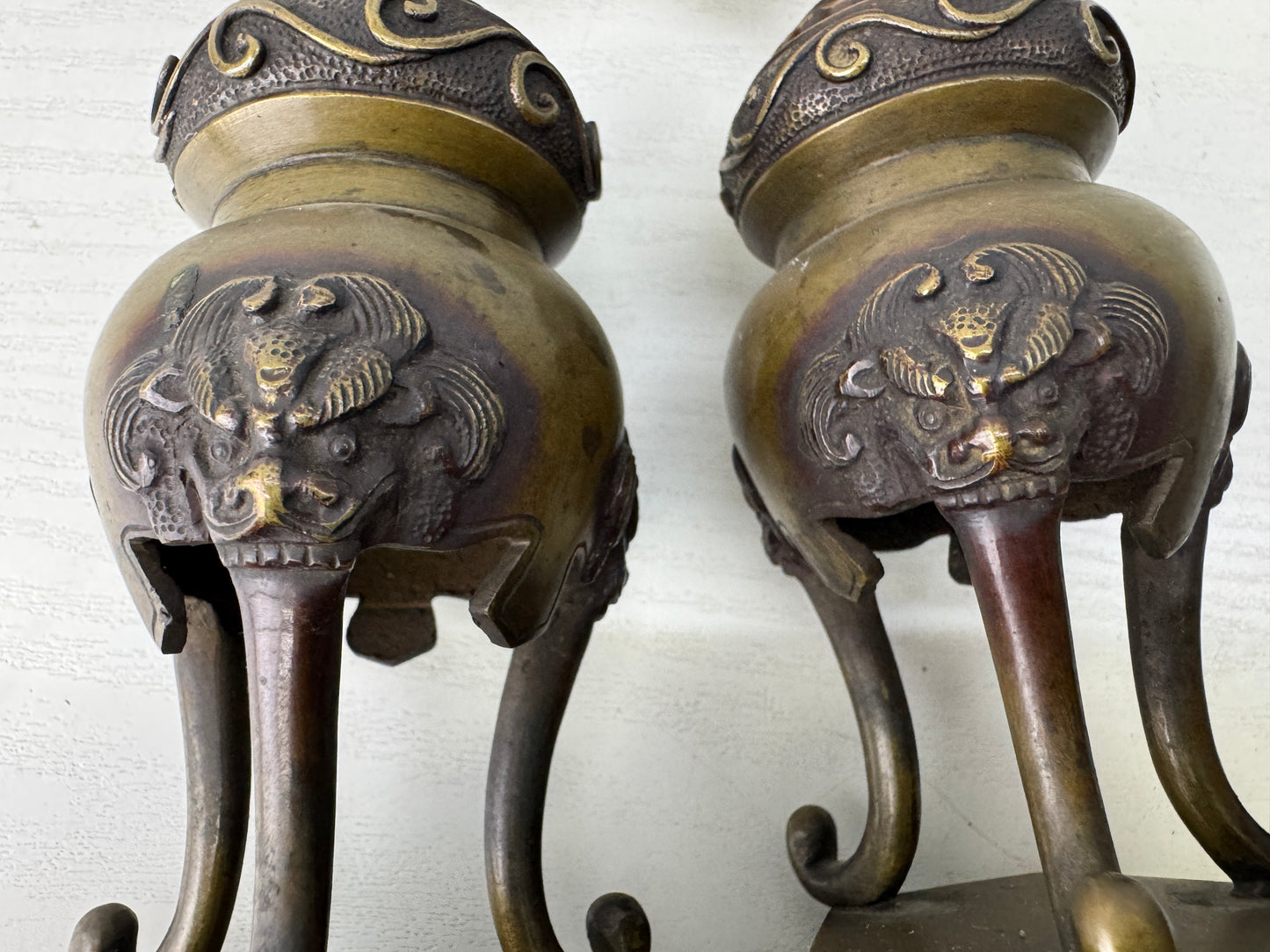 Y9537 Buddhist Altar Equipment 5 implements set Dragon Japan antique Buddhism