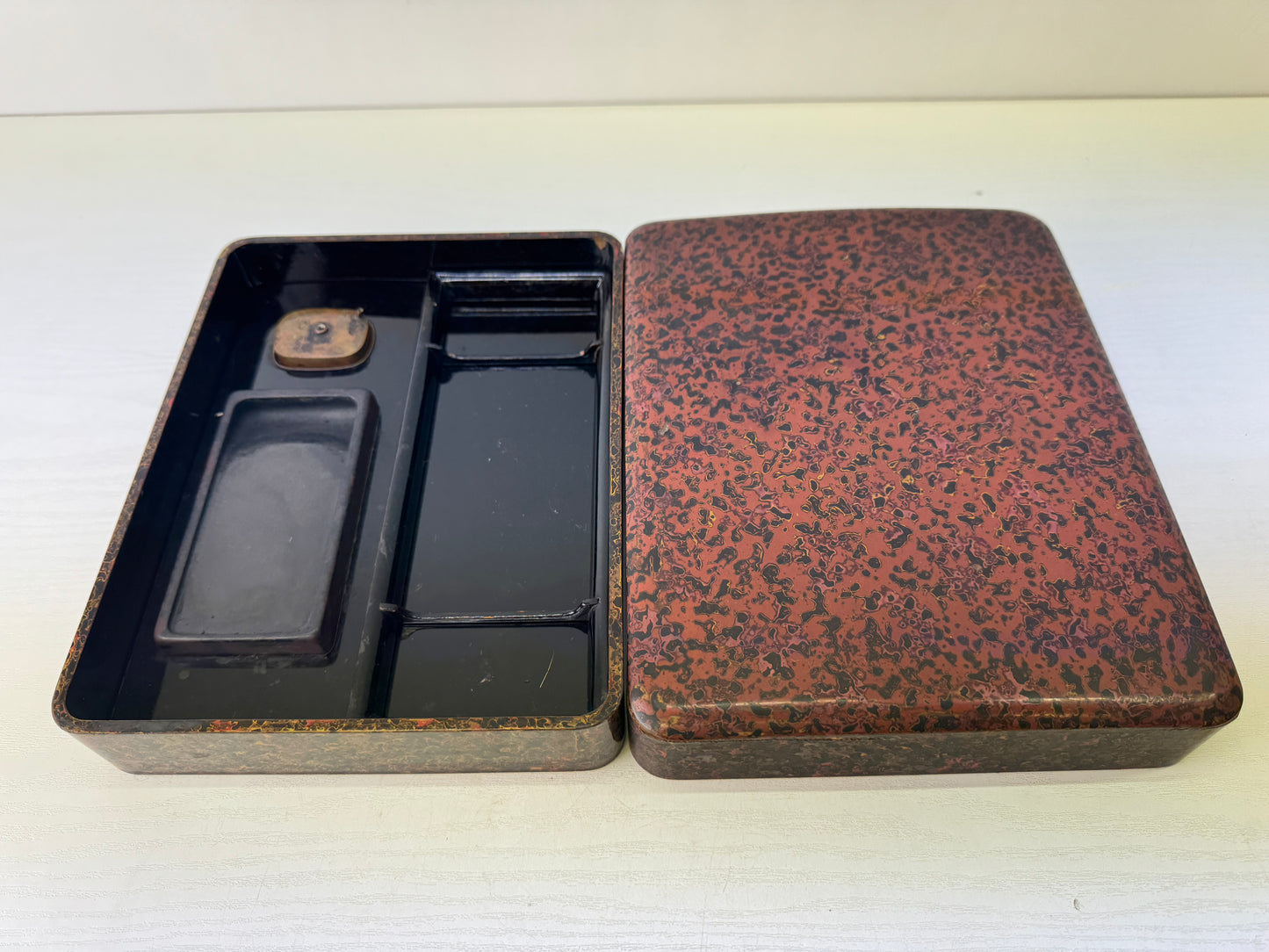 Y9538 BOX Suzuri inkstone case Makie stationery calligraphy Japan antique