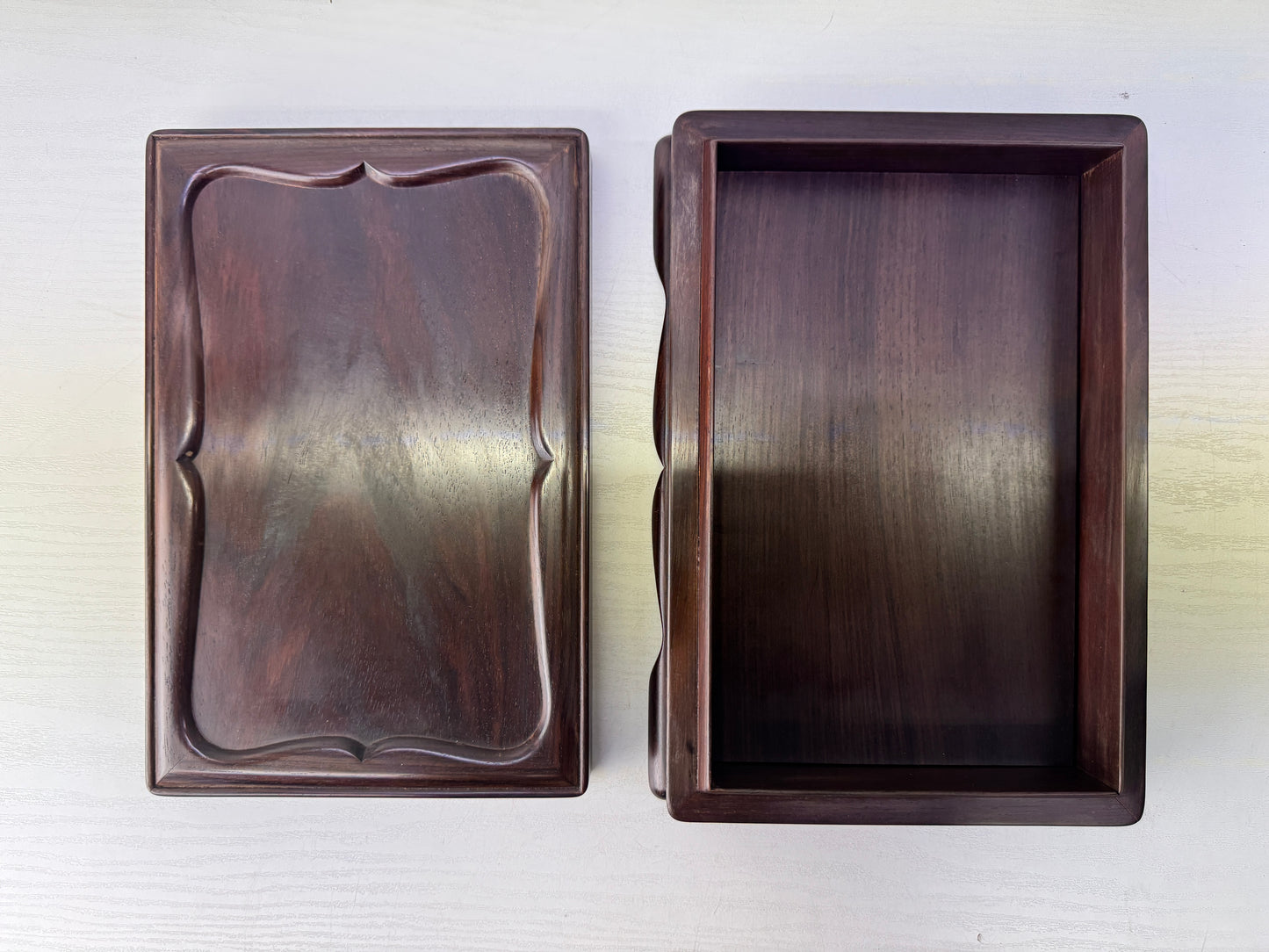 Y9539 BOX wooden Rosewood Suzuri inkstone case stationery Japan antique vintage
