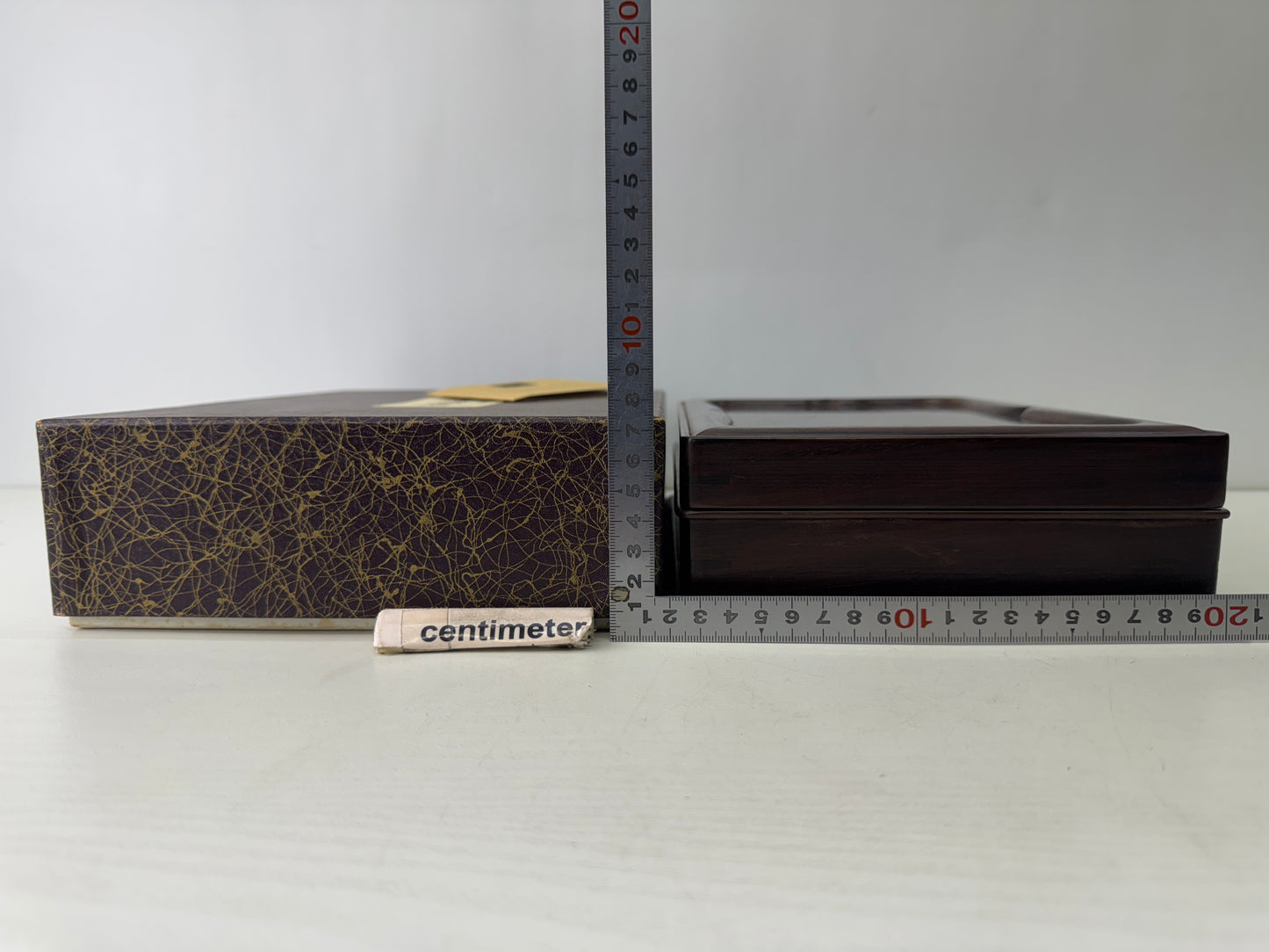 Y9539 BOX wooden Rosewood Suzuri inkstone case stationery Japan antique vintage