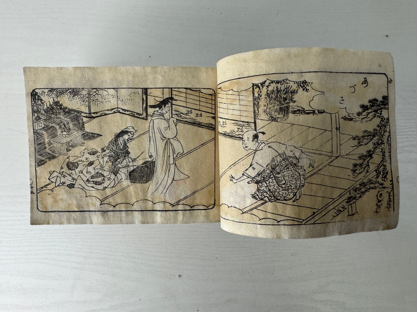 Y9541 WOODBLOCK PRINT Japanese book large-format poetry Japan antique Ukiyoe art