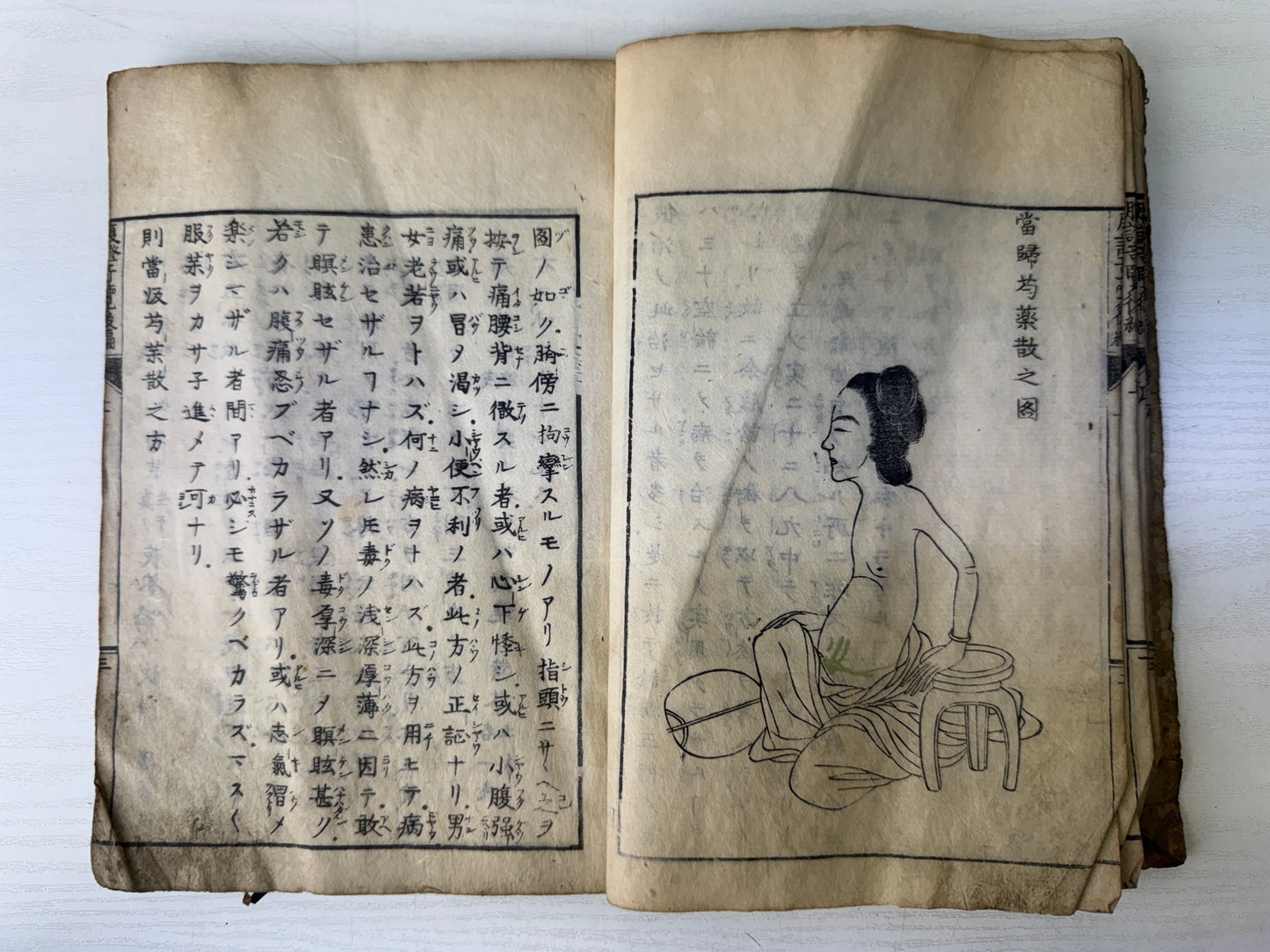 Y9542 WOODBLOCK PRINT Japanese medical book medicine Japan antique academic