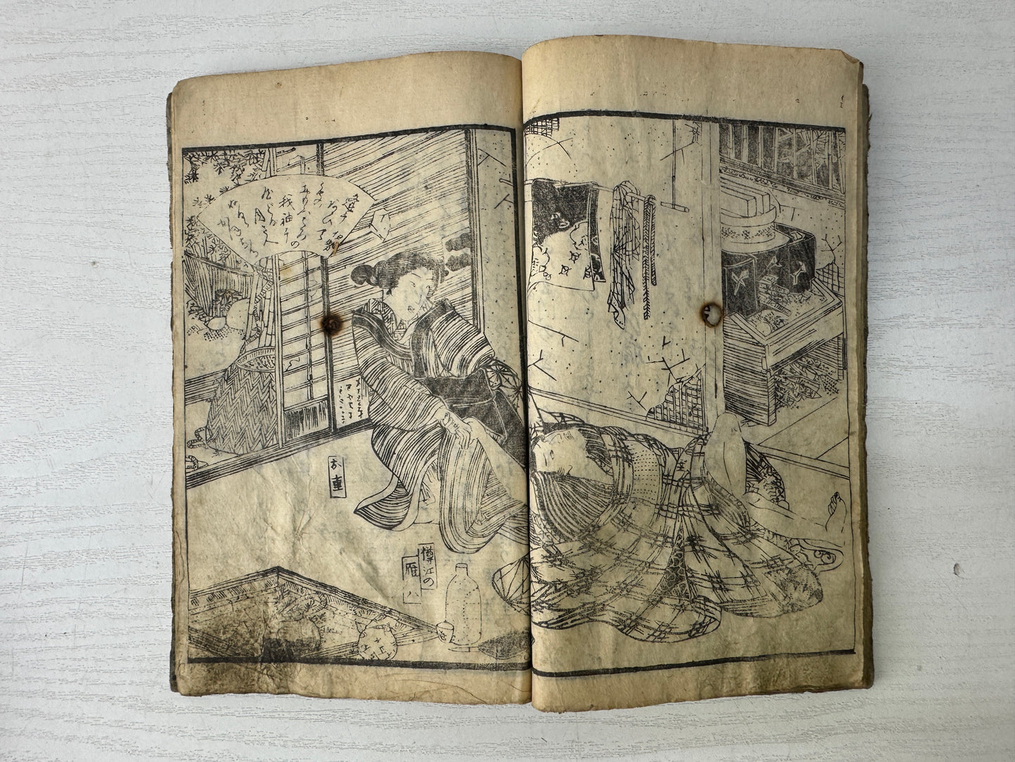 Y9545 WOODBLOCK PRINT Japanese Illustrated book Beautiful women Japan antique