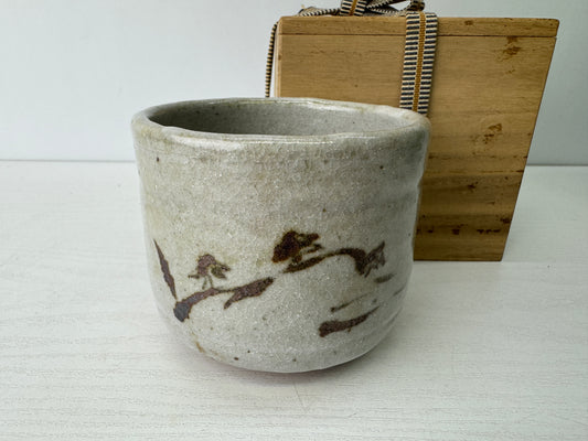 Y9553 CHAWAN Mino-ware bowl box Japan antique tea ceremony pottery cup teacup