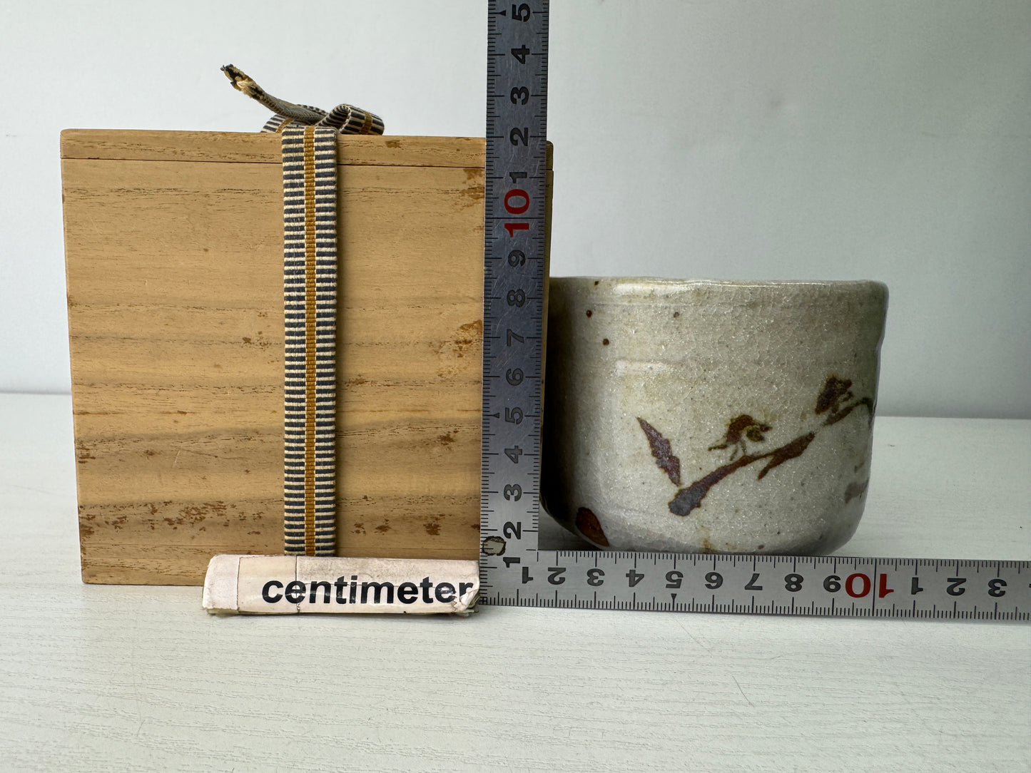 Y9553 CHAWAN Mino-ware bowl box Japan antique tea ceremony pottery cup teacup