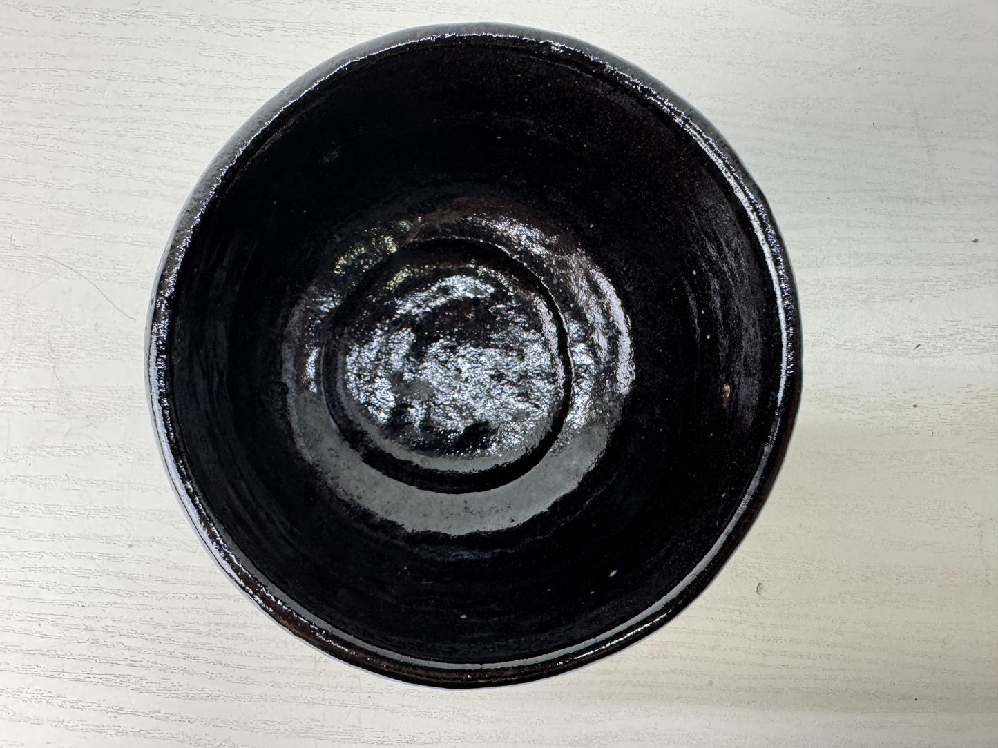 Y9554 CHAWAN Raku-ware black bowl signed box Japan antique tea ceremony pottery